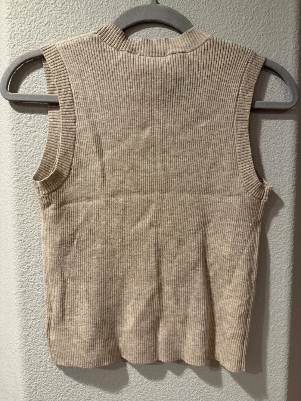 Polo Ralph Lauren Beige Ribbed V-Neck Button Vest - Size M (Fits Small)